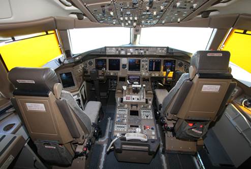Der Boeing 777-300ER Arbeitsplatz