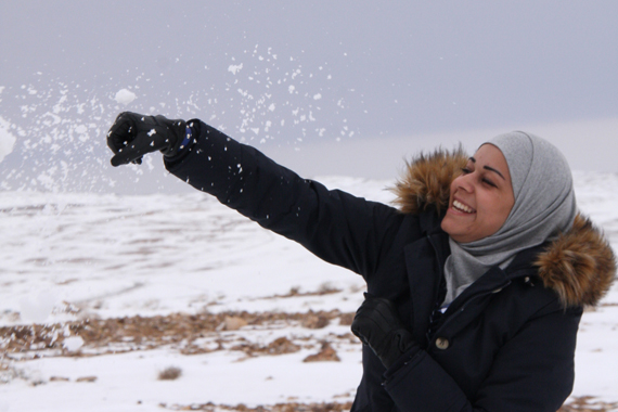 Der unerwartete Schneefall am Weg nach Petra, sorgte auch bei der lokalen Bevölkerung für Freude